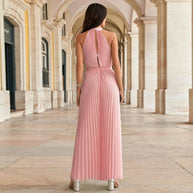 WW | Plissierter Overall mit Neckholder und Gürtel