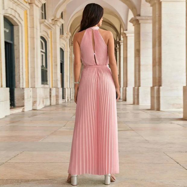 WW | Plissierter Overall mit Neckholder und Gürtel