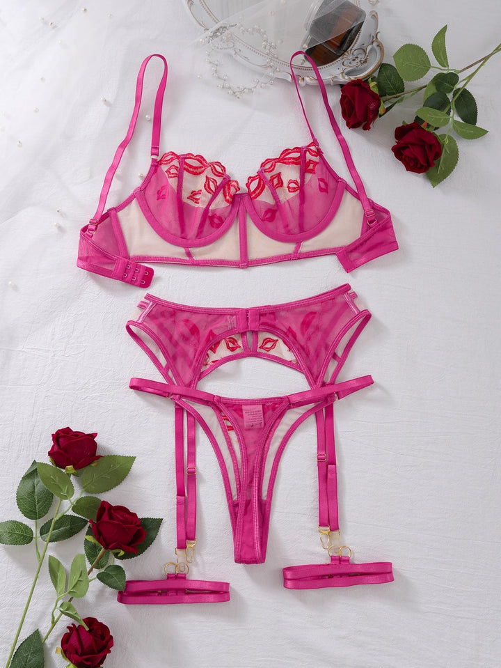 Damen-Lingerie aus Polyester mit Bügeln, Rückenverschluss und geometrischem Muster