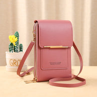 WW Leder Smartphone Clutch | Damen Handtasche mit Touchscreen-Fenster