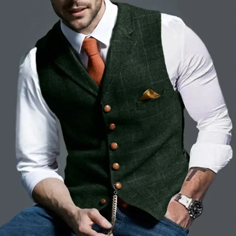 WW | Elegantes Slim Fit Tweed Weste Für Männer