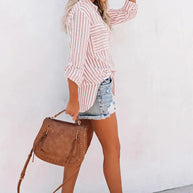 WW | Klassisch Gestreiftes Button Down Hemd Für Damen