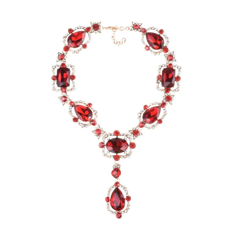 WW | Statement Rhinestones Schmuck Große Edelstein Gem Stein Kristall Viktorianischer Schmuck Grüner Smaragd Bib Halskette für Frauen