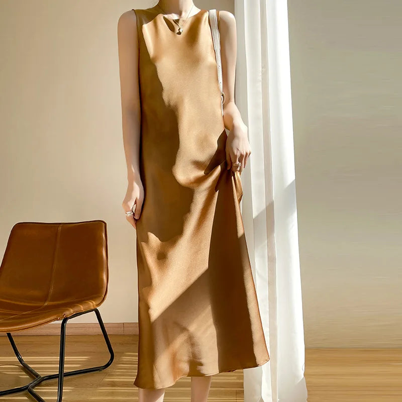 WW | Helle Luxus Acetat Satin Seiden Wickelkleid Frau Französisch Nische Schlank Sexy V-Ausschnitt Temperament Unterkleid
