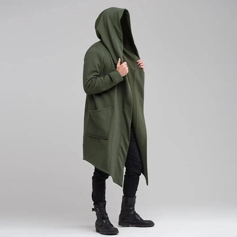 WW | Lange Strickjacke Im Gothic Stil Mit Kapuze Für Herren