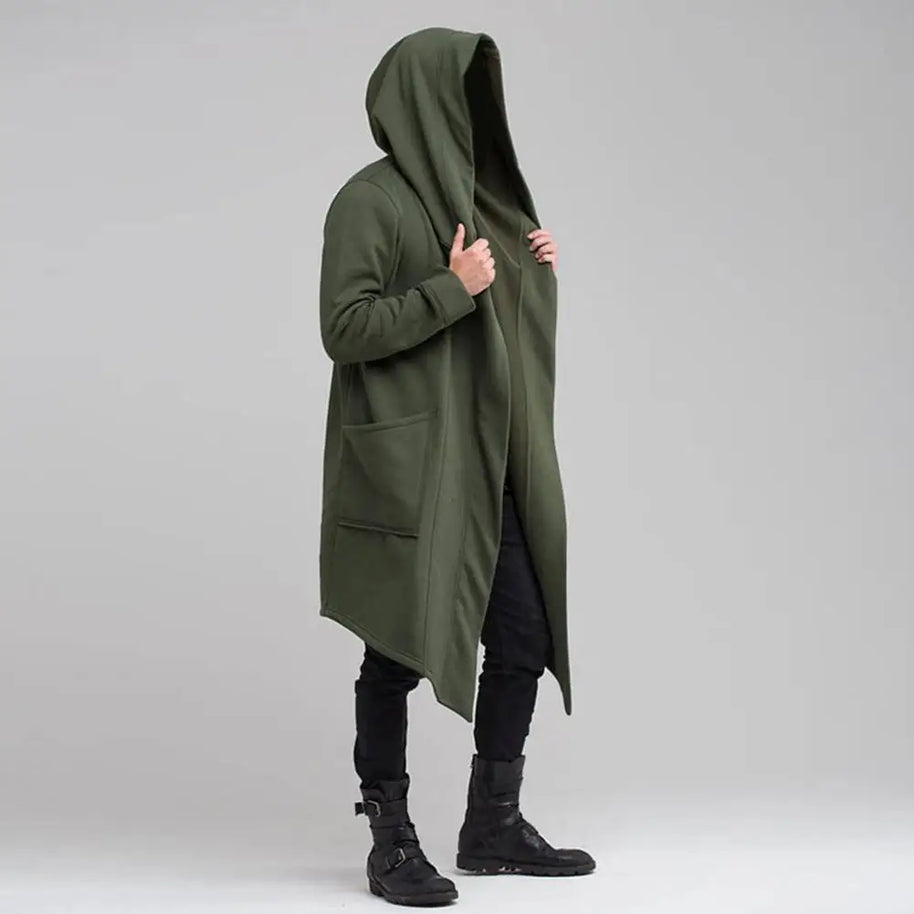WW | Lange Strickjacke Im Gothic Stil Mit Kapuze Für Herren