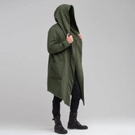 WW | Lange Strickjacke Im Gothic Stil Mit Kapuze Für Herren