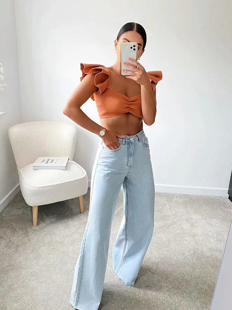 WW | Mode Gerade Bein Hohe Taille Baggy Denim Jeans Hosen