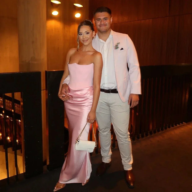 WW | Strapless Pink Satin Ballkleid