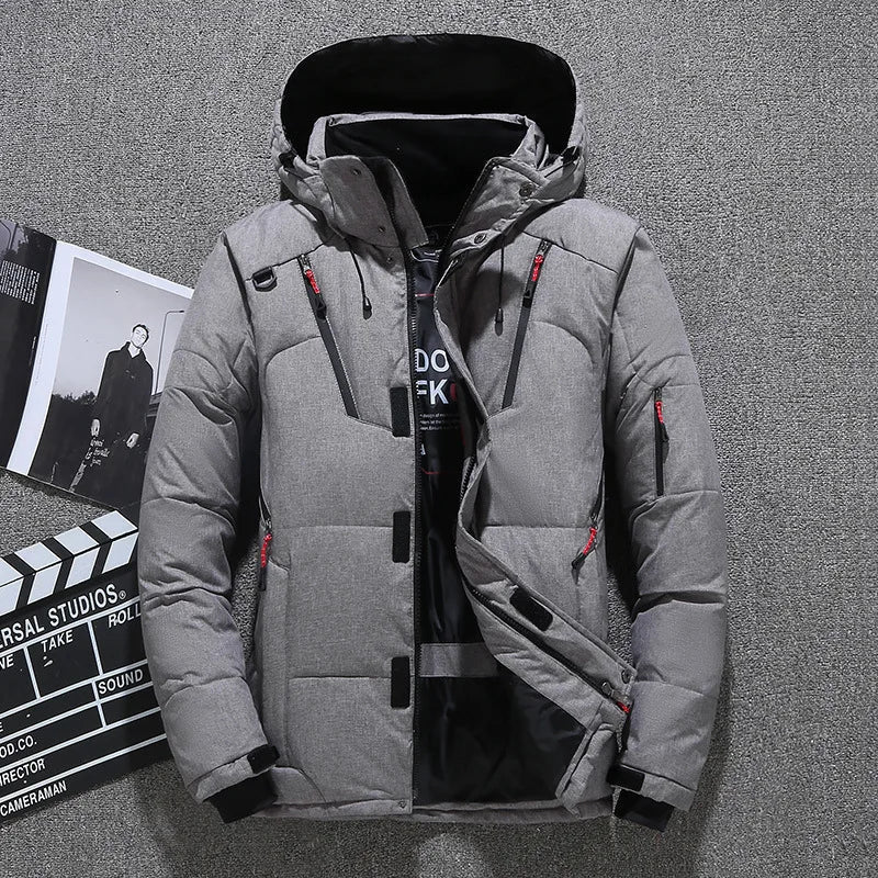 W&W Mode - Herren-Winterjacke - Warme, schlanke Daunenjacke mit Kapuze
