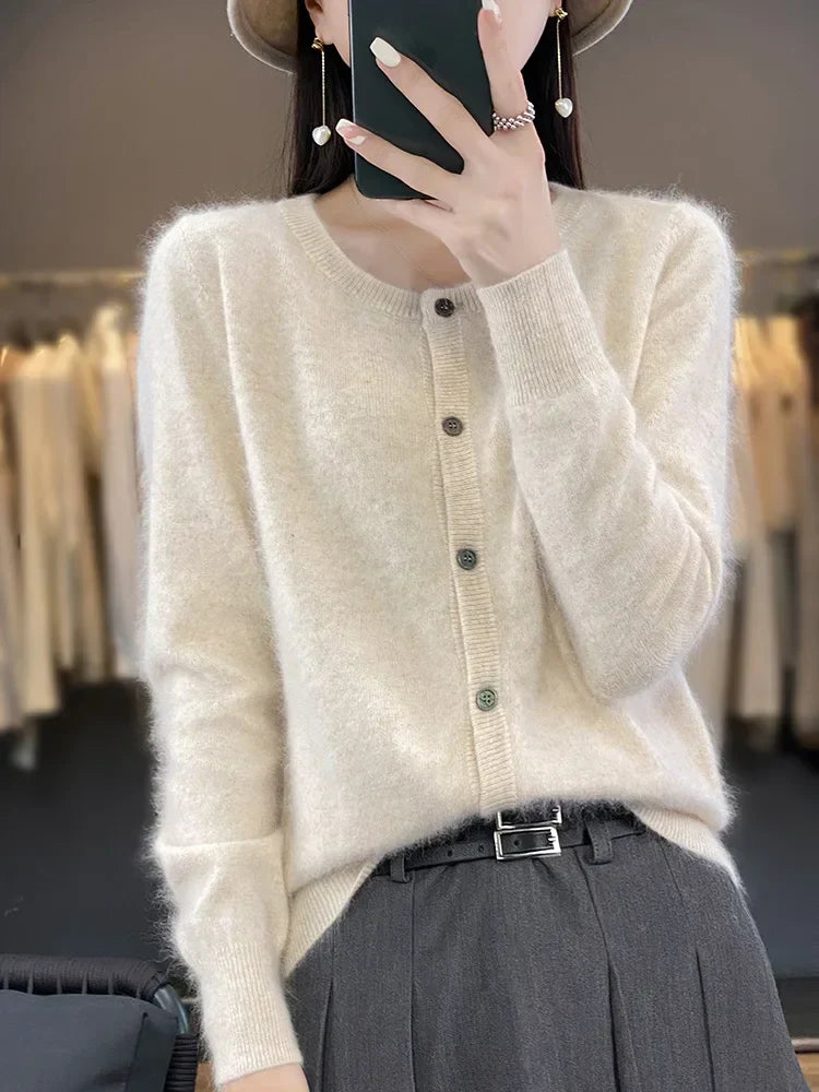 WW | Mohair Strickjacke Mit Knopfblende Für Damen