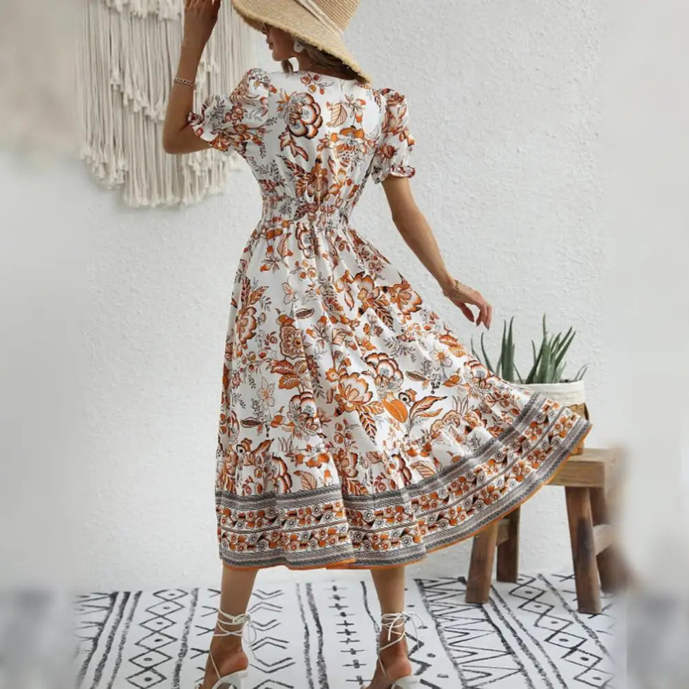 W&W Mode | Elegante Orange Blumenkleid