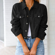 WW | Kurze Taschenjacke Mode Streetwear Einfache Knopf Trend Frauen Denim Jacken Lange Ärmel Herbst Neu Denim Denim Jacken