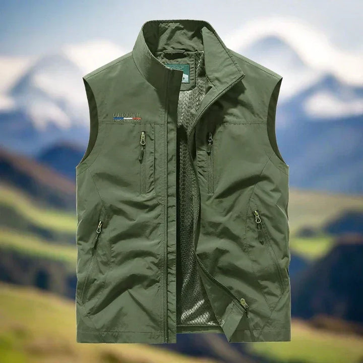 W&W Mode Herren Outdoor-Weste mit Reißverschluss und mehreren Taschen