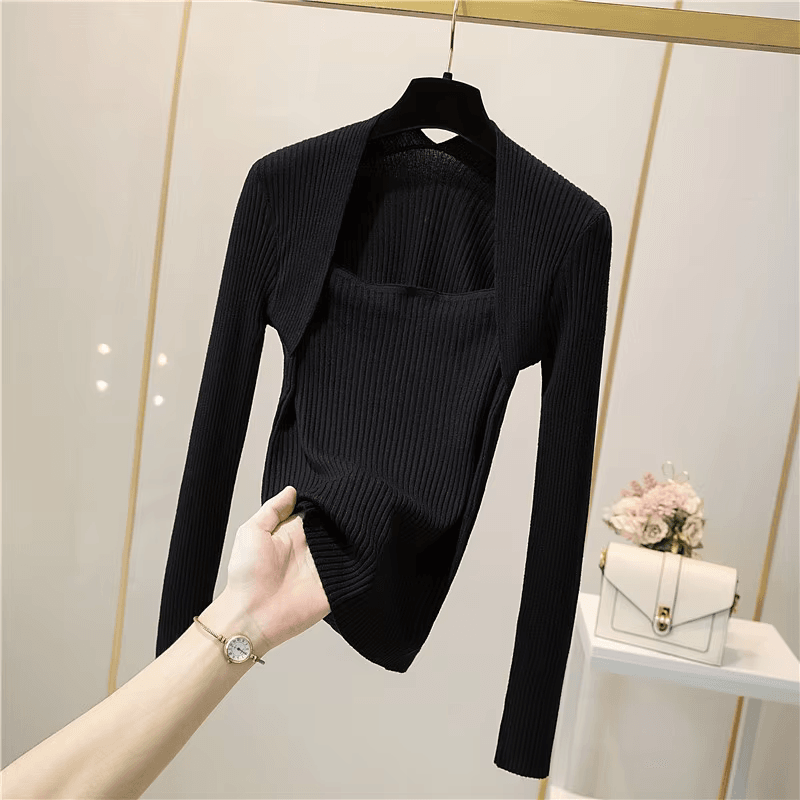 WW | Weicher, Warmer Strickpullover Mit Quadratischem Kragen