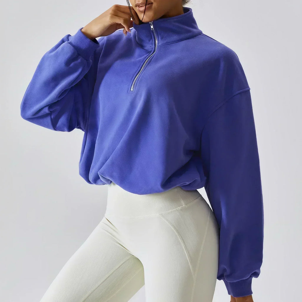 WW | Yoga Pullover Hoher Kragen Fitness Sport Sweatshirt Frauen Lauf Segel Reißverschluss Frauen Lockere Langarm Sweatshirt