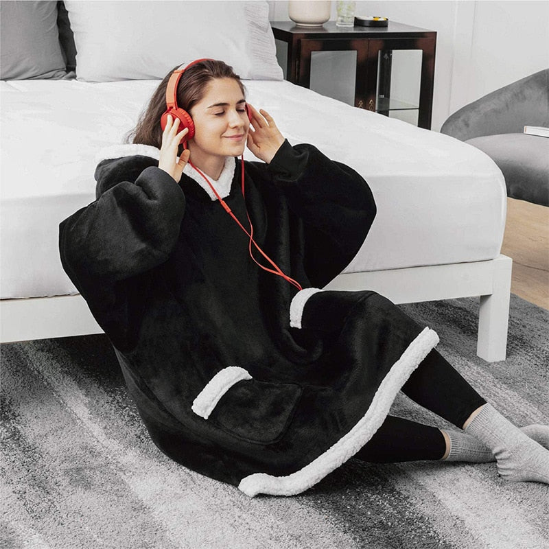 W&W Mode Super Gemütliche Gemütlichkeit | Damen Flauschige Fleece-Decke mit Ärmeln