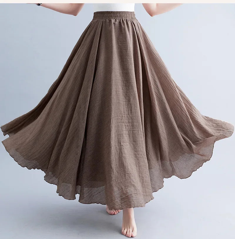 WW | Mode Baumwolle Leinen Kleidung Frauen Röcke Maxi Y2K Elegant Strand Saia Ropa Mujer Lässiges Kleid Boho Lange Röcke Faldas Harajuku
