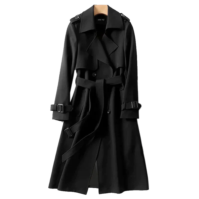 WW | Damen Doppelreihiger Langer Frühlings Trenchcoat
