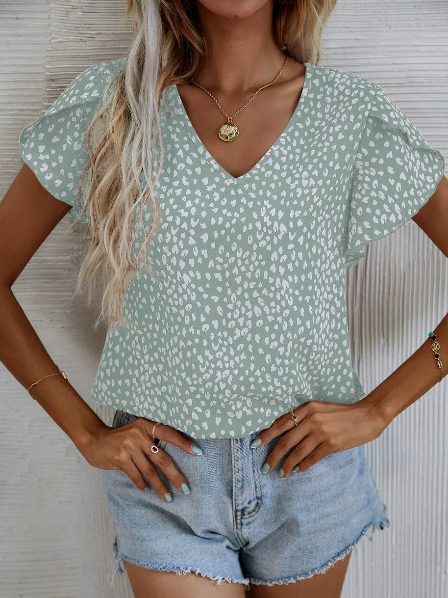 WW | Kurzärmlige Sommerbluse mit Slim Fit Ohne Kragen