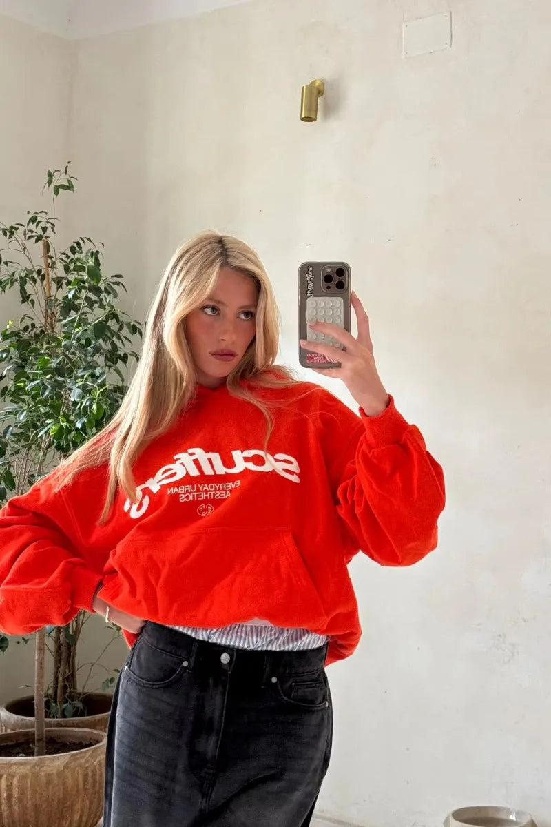 WW | Oversized-Hoodie mit gewagtem Logo für Damen