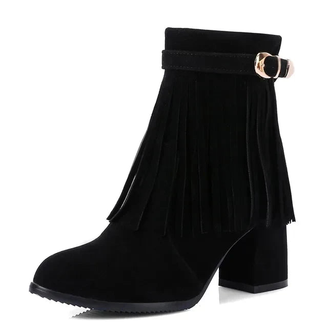 Damen-Cowboy-Stiefeletten mit Fransenquasten