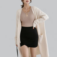 WW | Klassischer Langer Cashmere Strickjacke Für Frauen