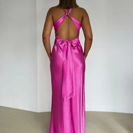 WW | Schleife Rückenfrei Abend Maxi Kleid