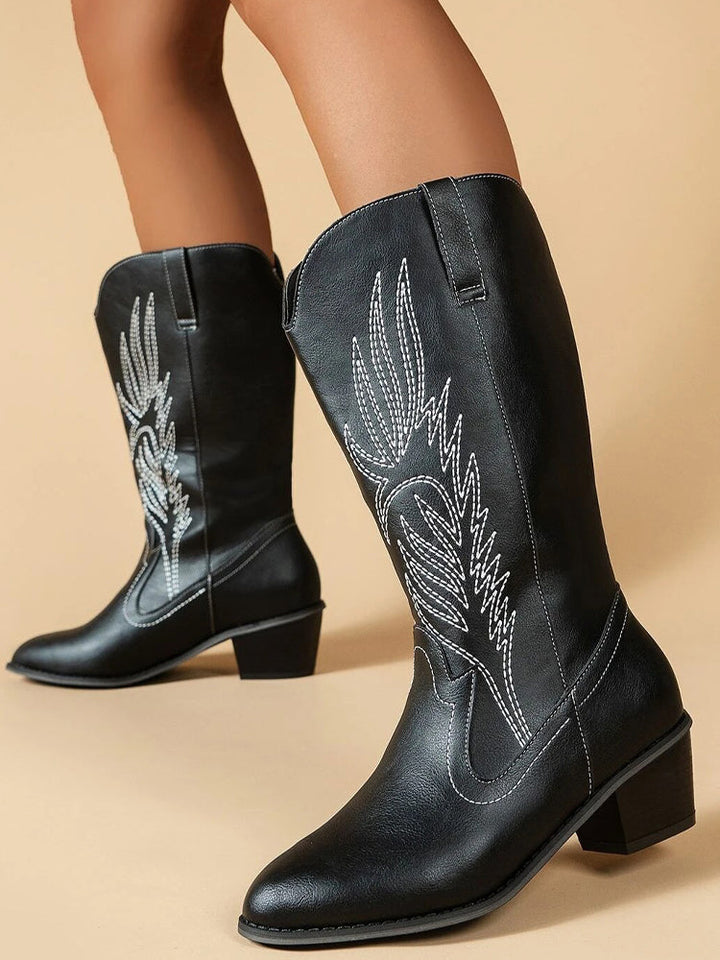 W&W Mode Cowboy-Stiefel | Hochwertige Damenstiefel mit Boho-Print