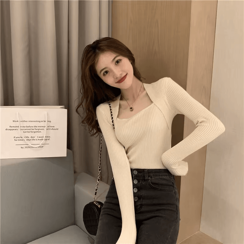 WW | Weicher, Warmer Strickpullover Mit Quadratischem Kragen