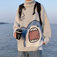 WW | Winterpullover mit Cartoon-Hai-Design für Paare