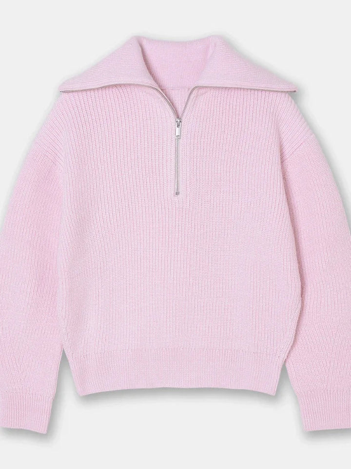 weite Turtleneck Damenpullover mit gestreiftem Revers