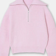 weite Turtleneck Damenpullover mit gestreiftem Revers