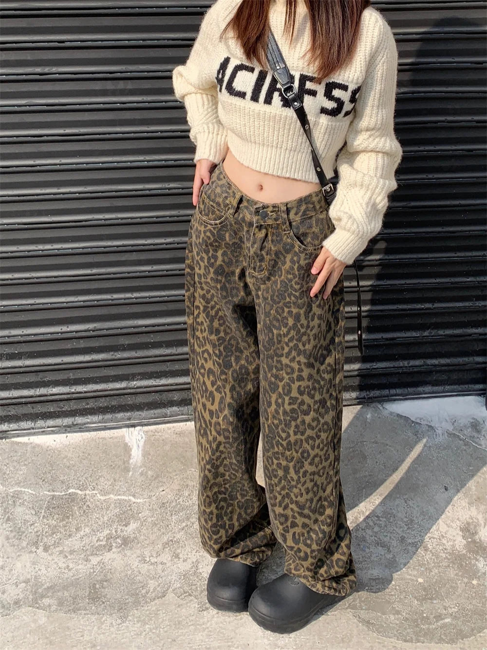 WW | Modische Leopardenmuster Jeans Für Damen