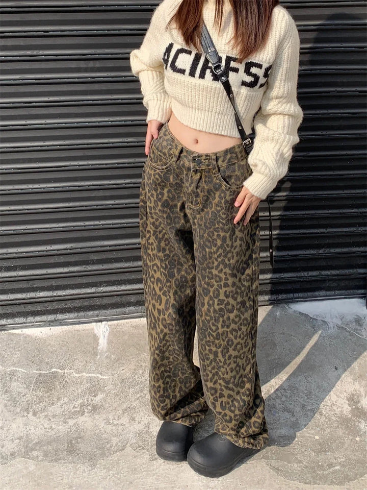 W&W Mode | Modische Leopardenmuster Jeans Für Damen