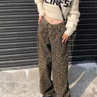 WW | Modische Leopardenmuster Jeans Für Damen