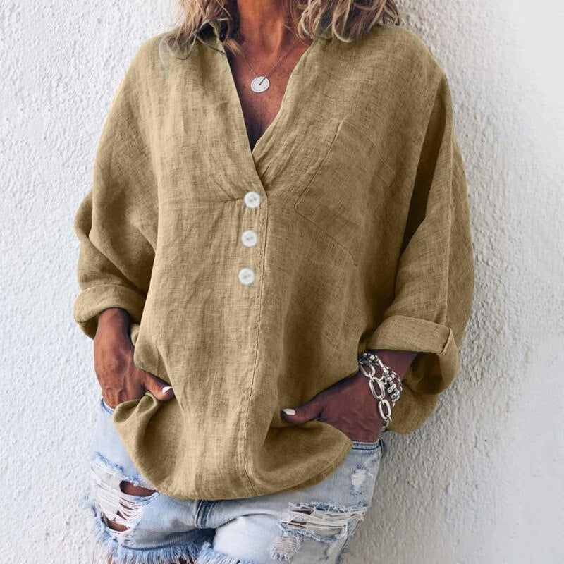 W&W Mode | Leinenbluse Mit V-ausschnitt Für Damen