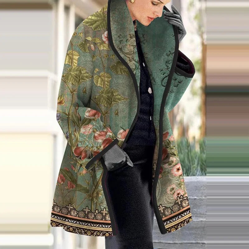 WW - Damen Blumenjacquard-Kimono-Mantel für elegantes Layering