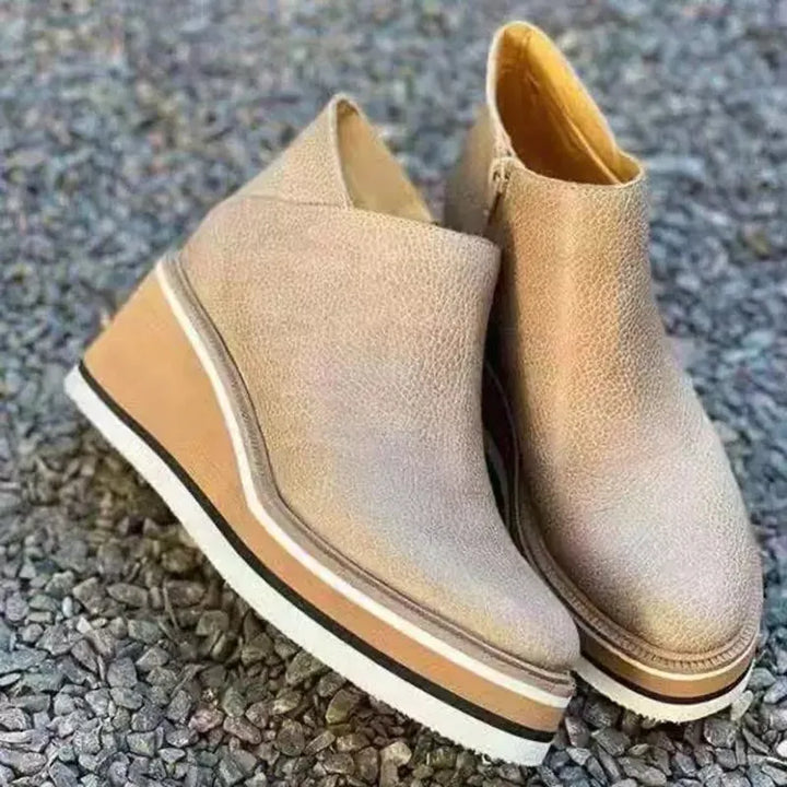 Damen Stiefeletten mit seitlichem Reißverschluss und Plateausohle