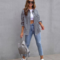 Shirt-Style Jeancoat mit Löchern