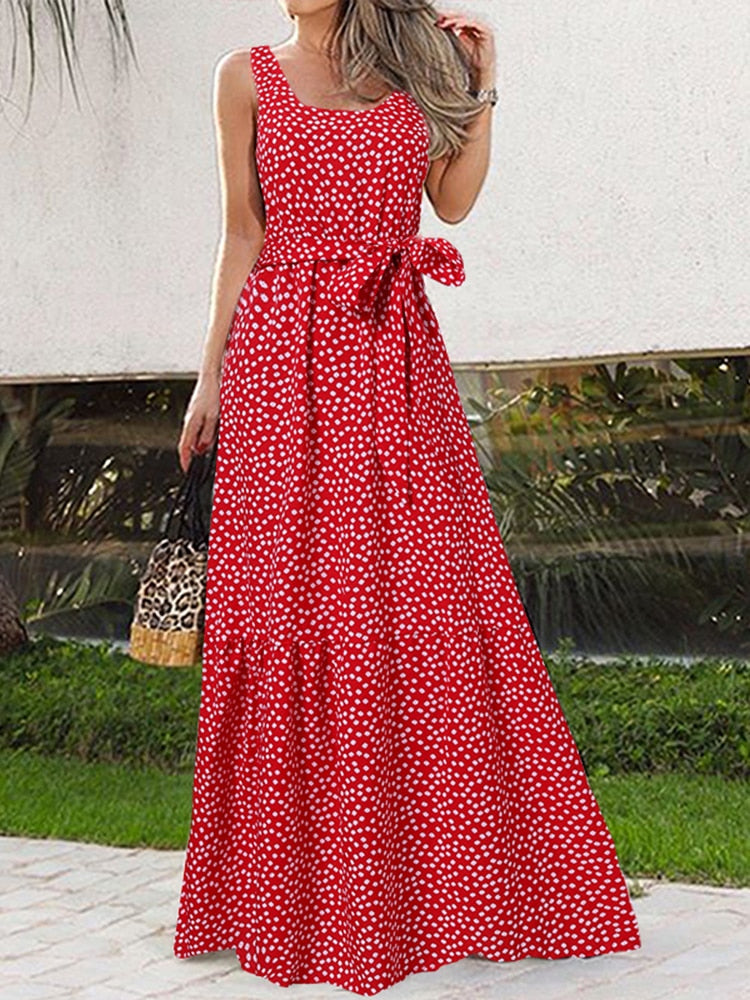 WW | Lässiges Sexy Ärmelloses Leopardenmuster Maxi Kleid