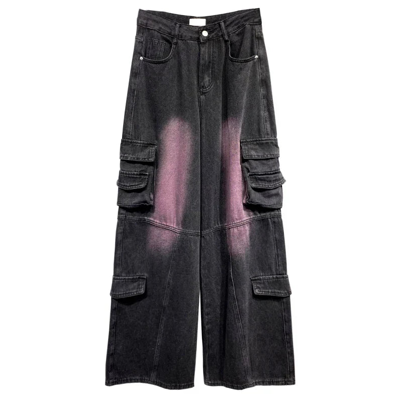 WW | Y2K Streetwear Vintage Schwarz Baggy Jeans Cargo Hosen für Frauen Kleidung Gerade Weite Bein Luxus Baumwolle Damen Hosen