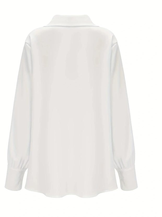 WW | weiße Bluse mit Wasserfallkragen