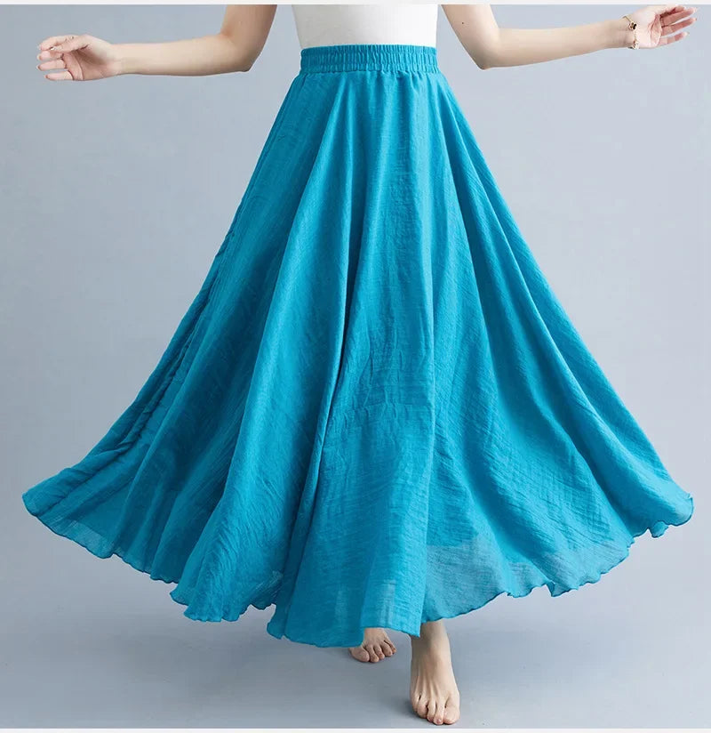 WW | Mode Baumwolle Leinen Kleidung Frauen Röcke Maxi Y2K Elegant Strand Saia Ropa Mujer Lässiges Kleid Boho Lange Röcke Faldas Harajuku
