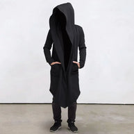 WW | Lange Strickjacke Im Gothic Stil Mit Kapuze Für Herren