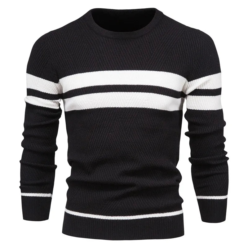 WW | Herren Warmer Pullover Mit Weißen Streifen