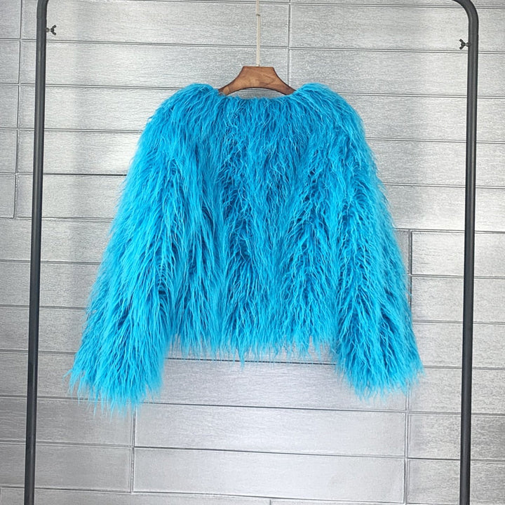 W&W Mode Mantel für Damen, dicker, warmer Kunstpelzmantel