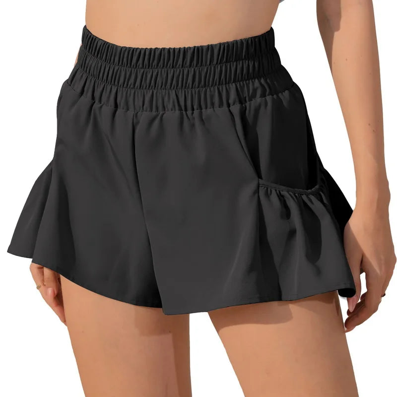 WW | Damen Sport Shorts Mit Rüschen Und Taschen