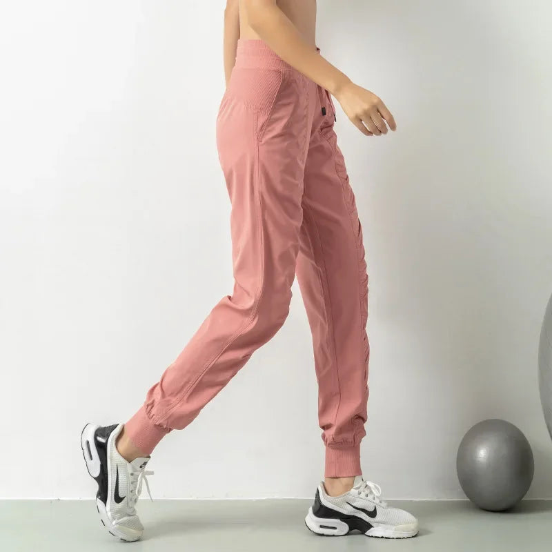 WW | Stoff Schnürsenkel Lauf Sport Joggers Frauen Schnell Trocknend Athletic Fitness Trainings Sweatpants mit Zwei Taschen Bewegung Hosen