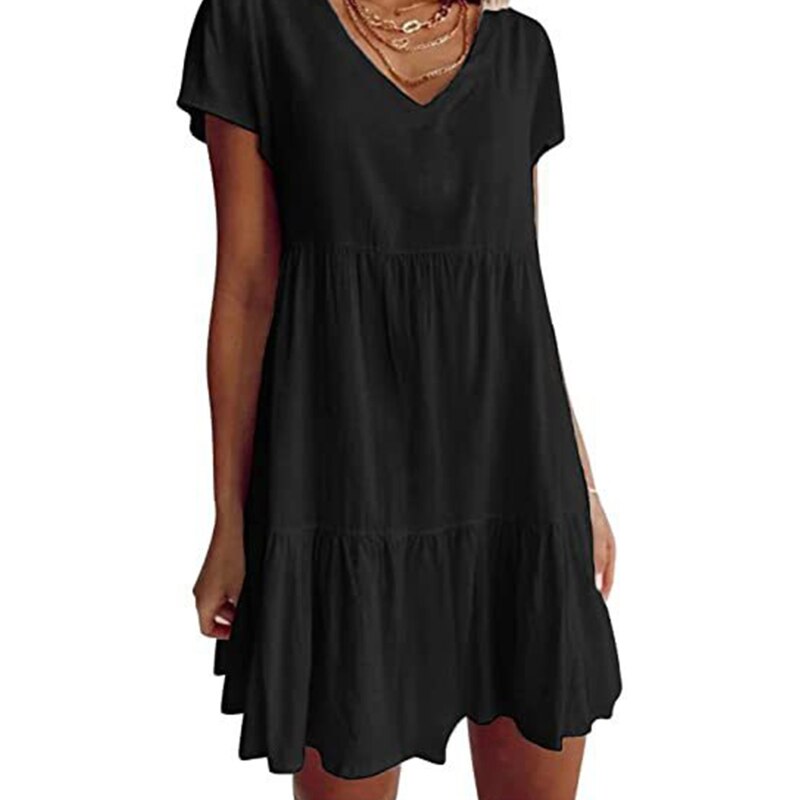 W&W Mode kurzärmeliges gewebtes Kleid